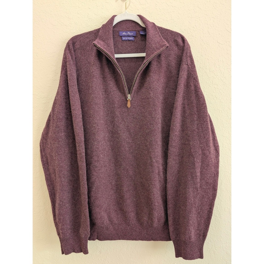 100% Cashmere Alan Flusser Mens XL Quarter Zip Sweater preppy luxury